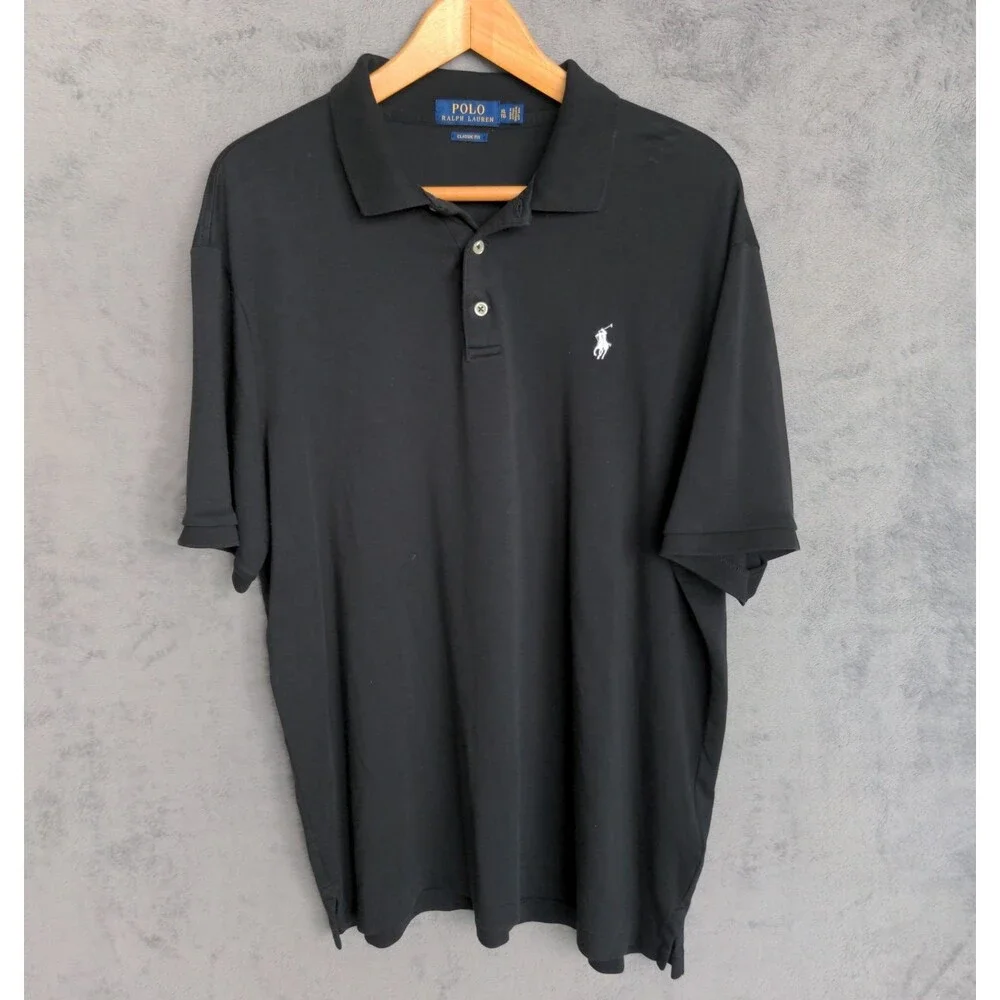 Lot Of 2 Polo Ralph Lauren Polo Shirts Men's XL Black Red Classic Fit Preppy